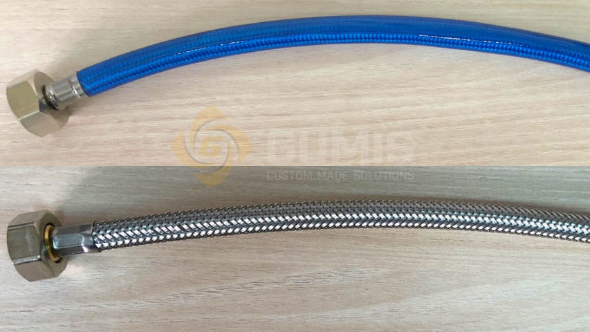 2 SS braided hose without and with smooth surface (Medium)