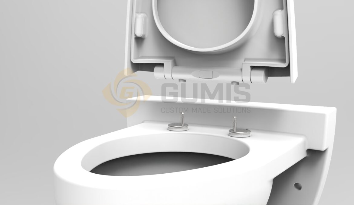 Closeup of Gumis detachable toilet seat