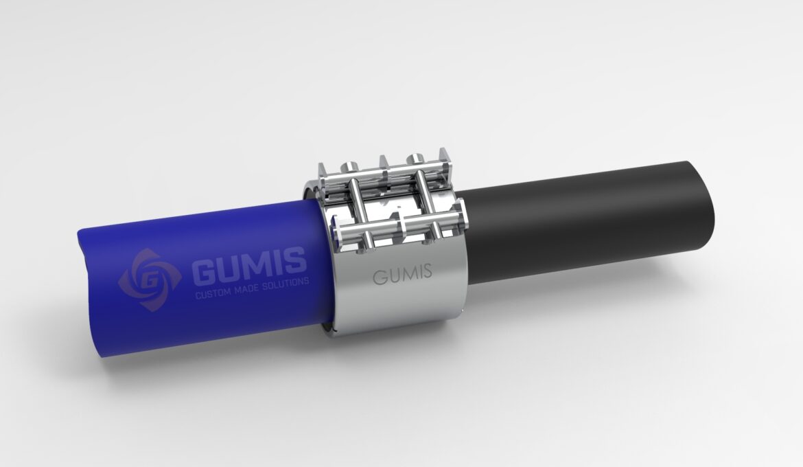 Gumis transition coupling for GF sea drain plastic pipe to metal pipe