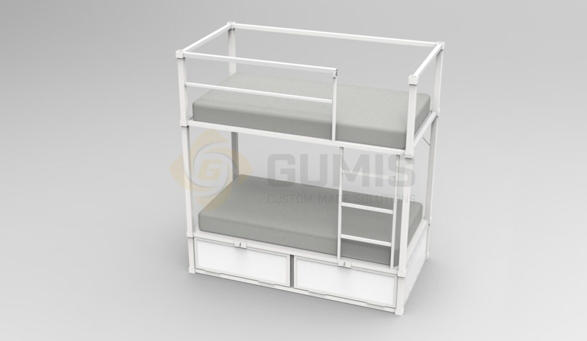 Steel bunk bed available in standard and custom-made dimensions