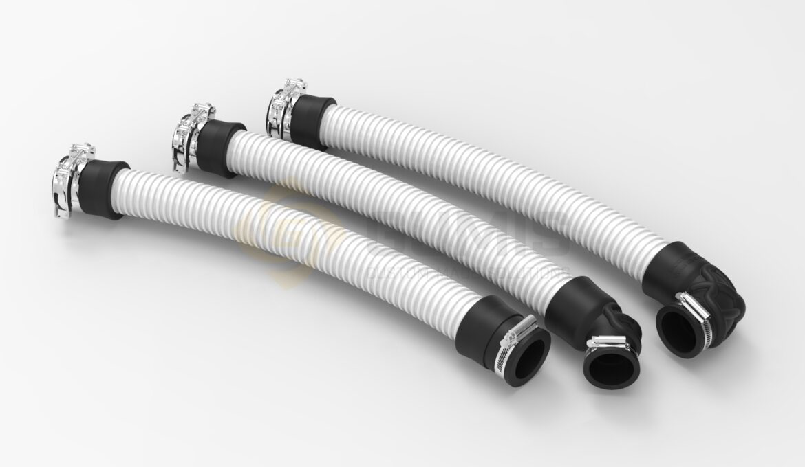 Flexible hose with straight, elbow 90 or elbow 135 connection
